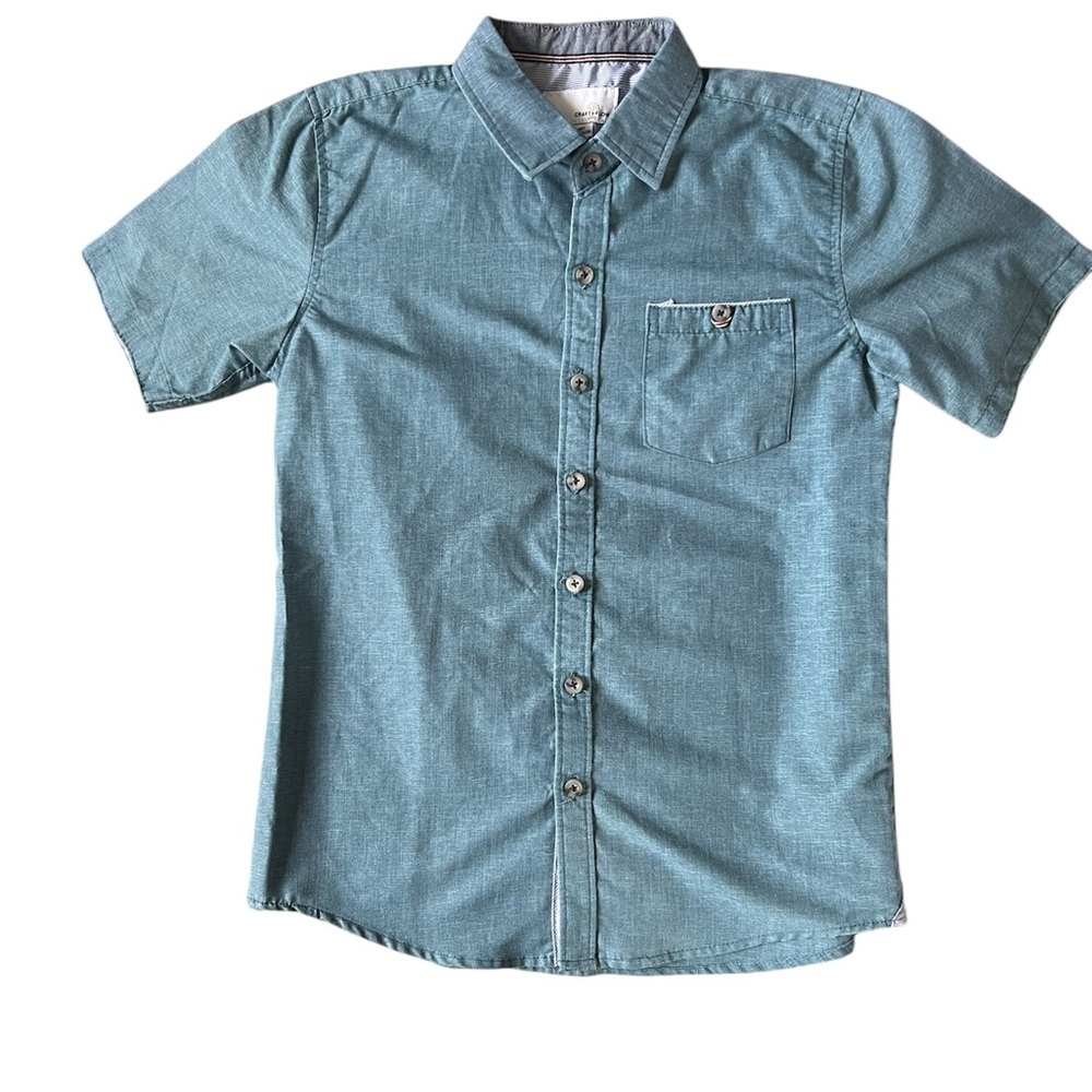 Craft and Flow Boys Short Sleeve Blue Button Down | 10/12